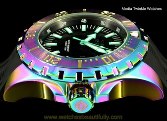 Invicta 52MM Pro Diver Quartz IRIDESCENT FINISH Black Polyurethane Band Watch