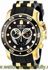 NE Invicta Men's 6986 Pro Diver Collection Chronograph Black Polyurethane Watch