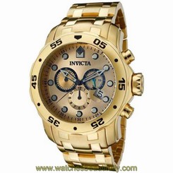 Invicta Men's 0074 "Pro Diver" Mens Chronograph 18k Gold-Plated Steel Watch