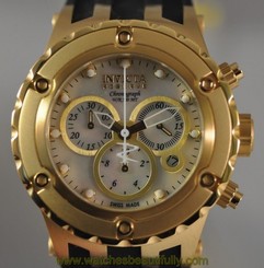 New Men's Invicta Subaqua Reserve Swiss Chrono Silver MOP Dial Black Poly Watch