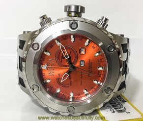 New INVICTA Mens 6209 Reserve Subaqua Swiss 52mm Orange Dial Black Rubber Watch