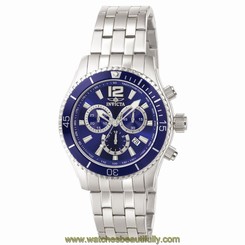 Invicta Men's 45mm Chronograph Silver Steel Bracelet & Case Quartz Watch 0620