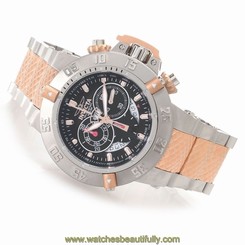 Invicta Subaqua Noma III Mens SS Rose Tone Black Dial Swiss Quartz Chrono Watch