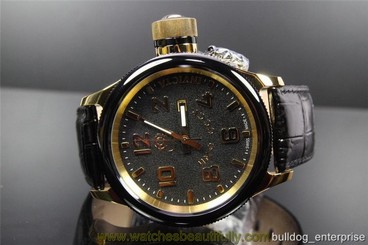 Mens Invicta 12425 Russian Diver Black Leather Swiss Made Watch MSRP $1395 New