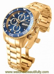 Mens Invicta 18915 Pro Diver Reserve Swiss Automatic 7750 Gold Tone Steel Watch