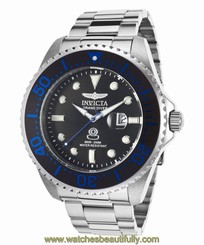 Invicta 17571 Men's Pro Diver Stainless Steel Black Dial Blue Accents