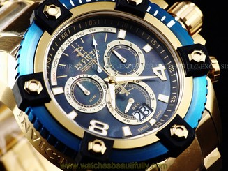 New Invicta Reserve Men's Grand 63mm Arsenal Swiss Made Chrono 18K Gold IP Watch