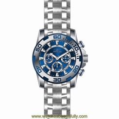 INVICTA MEN'S PRO DIVER STEEL BRACELET & CASE QUARTZ BLUE DIAL WATCH 22319