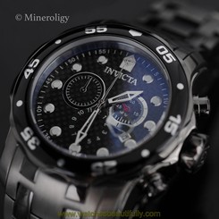 Gunmetal Black Invicta Pro Diver SCUBA SWISS Chrono Carbon Fiber Dial Mens Watch