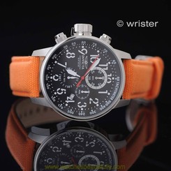Men's Invicta I-Force Chronograph Orange Cloth Strap Black Dial Lefty 46mm Watch