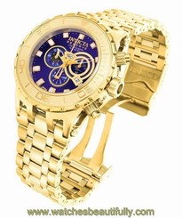 INVICTA MENS RESERVE 51MM SPECIALTY SUBAQUA BLUE DIAL GOLD BRACELET WATCH 14033