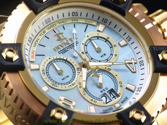 Invicta Reserve Men Grand 63mm Arsenal White MOP Swiss Made Chrono 18KGIP Watch
