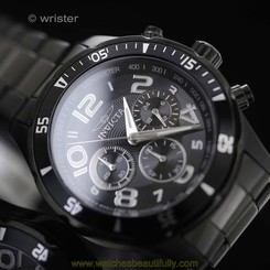 Invicta Pro Diver Chronograph Black Stainless Steel Tachymeter 45mm Men's Watch