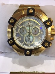 Mens Invicta Reserve Arsenal Watch Gold Plated 63mm Silver Swiss Chronograph