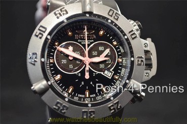 INVICTA MENS SUBAQUA NOMA III CHRONOGRAPH SILVER PINK SILICONE STRAP WATCH 14000