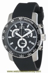New Mens Invicta 11291 Swiss Chronograph Black Textured Dial Polyurethane Watch