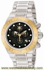 New Mens Invicta 10852 Subaqua Black Dial Gold Bezel Swiss Chronograph Watch