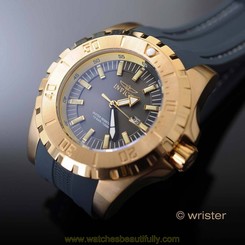 Invicta Pro Diver Gold IP Stitched Poly Strap Charcoal Gray Dial 52mm Mens Watch