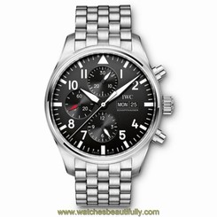 NEW IWC Pilot Steel Automatic 43mm Black Dial Chronograph Mens Watch IW377710