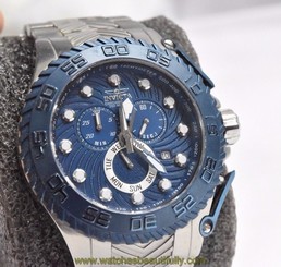 Invicta Men's 12943 Pro Diver Chronograph Blue Textured Dial Stainless Watch