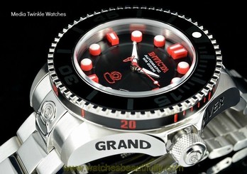 Invicta 47mm Grand Diver 2 Gen II Automatic Black Dial Red Accent Bracelet Watch
