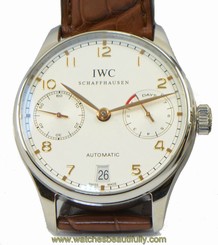 New IWC Portuguese 7 Day Power Reserve Gold Automatic Watch IW500114 Box Papers 7640127774984