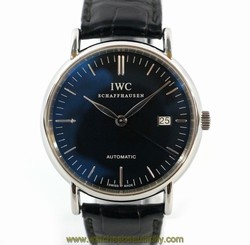 Pre-Owned IWC Portofino IW356308 Men's SS/Leather Black Automatic Watch, MD