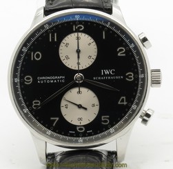 IWC Portuguese 3714 Black Panda Dial Chronograph Automtic Mens Watch w/ Papers