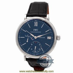 IWC Portofino Hand-Wound 8 Day IW5101-06 Manual 45mm Steel Mens Strap Watch Date