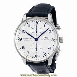 IWC MEN'S PORTUGIESER BLUE LEATHER BAND STEEL CASE AUTOMATIC WATCH IW371446