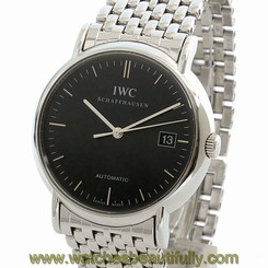 Pre-Owned IWC Portofino All SS Black Dial Men's Automatic Wristwatch IW353306,MR