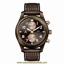 IWC MEN'S PILOTS 46MM BROWN LEATHER BAND CERAMIC CASE AUTOMATIC WATCH IW388006