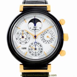 IWC Da Vinci Ceramic Gold Perpetual Calendar Moonphase Watch 3755