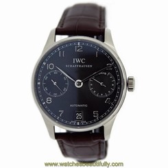 IWC MEN'S 42MM BROWN LEATHER BAND WHITE GOLD CASE AUTOMATIC WATCH IW500106