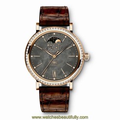 IWC WOMEN'S PORTOFINO 37MM LEATHER BAND STEEL CASE AUTOMATIC WATCH IW459003