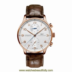 IWC MEN'S PORTUGIESER BROWN LEATHER BAND STEEL CASE AUTOMATIC WATCH IW371480