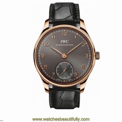 IWC MEN'S PORTUGIESER 44MM BLACK LEATHER BAND AUTOMATIC ANALOG WATCH IW545406