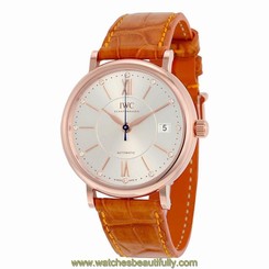 IWC UNISEX PORTOFINO 37MM LEATHER BAND STEEL CASE AUTOMATIC WATCH IW458105