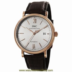 IWC MEN'S 40MM LEATHER BAND ROSE GOLD PLATED CASE AUTOMATIC WATCH IW356504