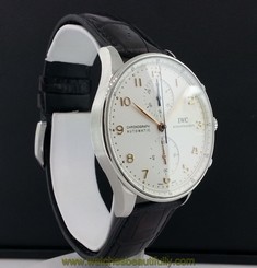 IWC Portuguese 40.9mm Chronograph Watch Stainless Steel IW371445 Silver Dial 7640127776841