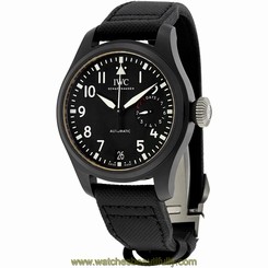 IWC MEN'S BIG PILOT TOP GUN 46MM BLACK LEATHER BAND AUTOMATIC WATCH IW502001