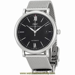 IWC MEN'S 40MM STEEL BRACELET & CASE AUTOMATIC BLACK DIAL WATCH IW356506
