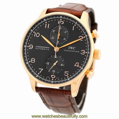 IWC 18K Rose Pink Gold Portuguese Chronograph Automatic IW3714 Box Warranty