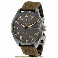 IWC MEN'S PILOT 44MM GREEN LEATHER BAND CERAMIC CASE AUTOMATIC WATCH IW389002