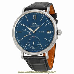 IWC Portofino Blue Dial Black Leather Mens Watch IW510106 7640127776827