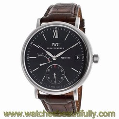 IWC MEN'S 45MM ALLIGATOR LEATHER BAND STEEL CASE MECHANICAL WATCH IW510102