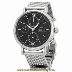 IWC Portfonio Chronograph Automatic Black Dial Steel Mens Watch IW391010 7640127776384