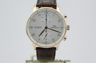 IWC Portuguese Chronograph 18K Rose Gold IW371480 on Santoni Strap 7640127775196