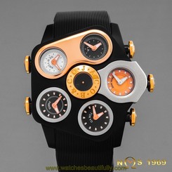 JACOB & CO FIVE TIME ZONE GRAND GR 1-12 BLACK&ROSE GOLD MEN'S 47MM BOX&PAP
