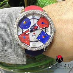 Jacob & Co 5 Time Zones Bobcats 47mm MOP Dial 3ct Diamond Bezel Mens Watch+Box